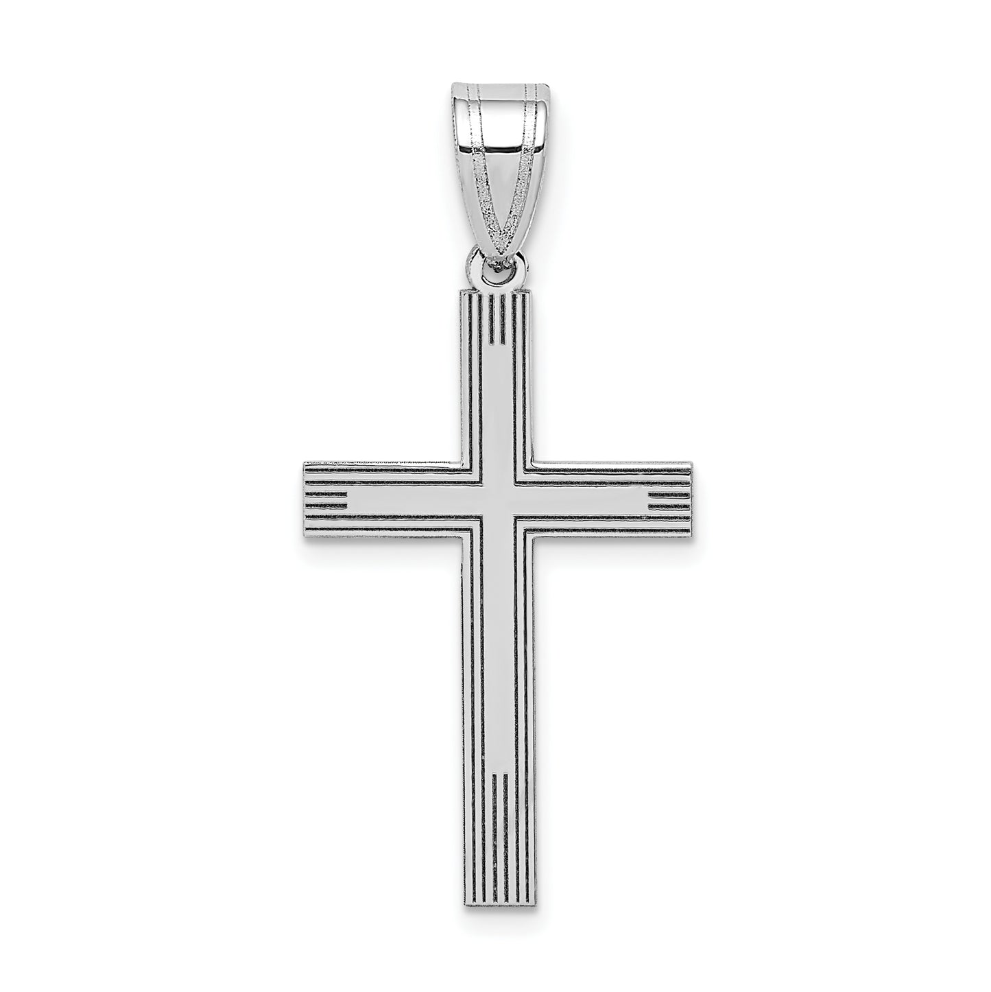 14k White Gold 14k White Laser Etched Cross Charm