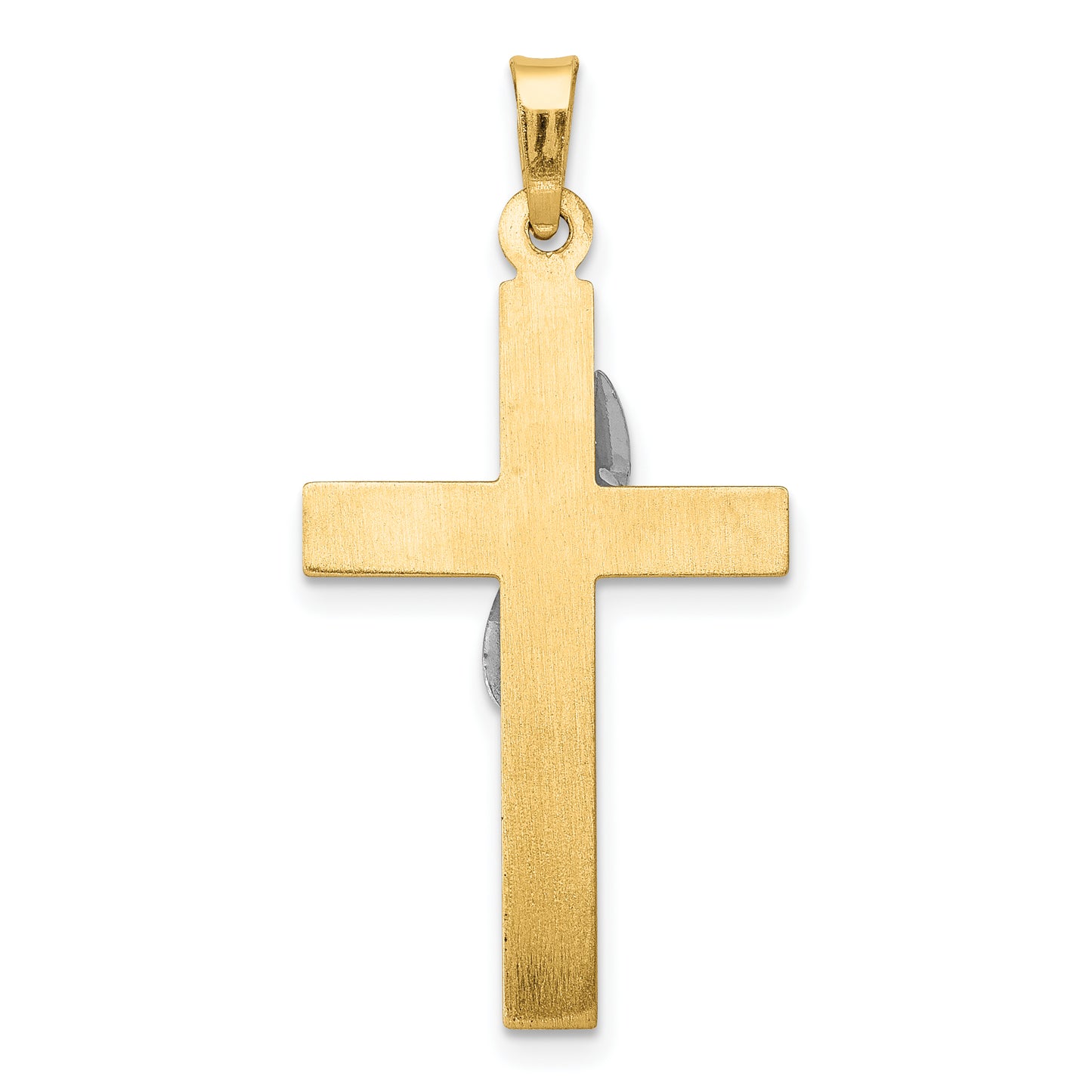 14k Two-tone 14K Two-Tone Hollow Cross w/Drape Charm