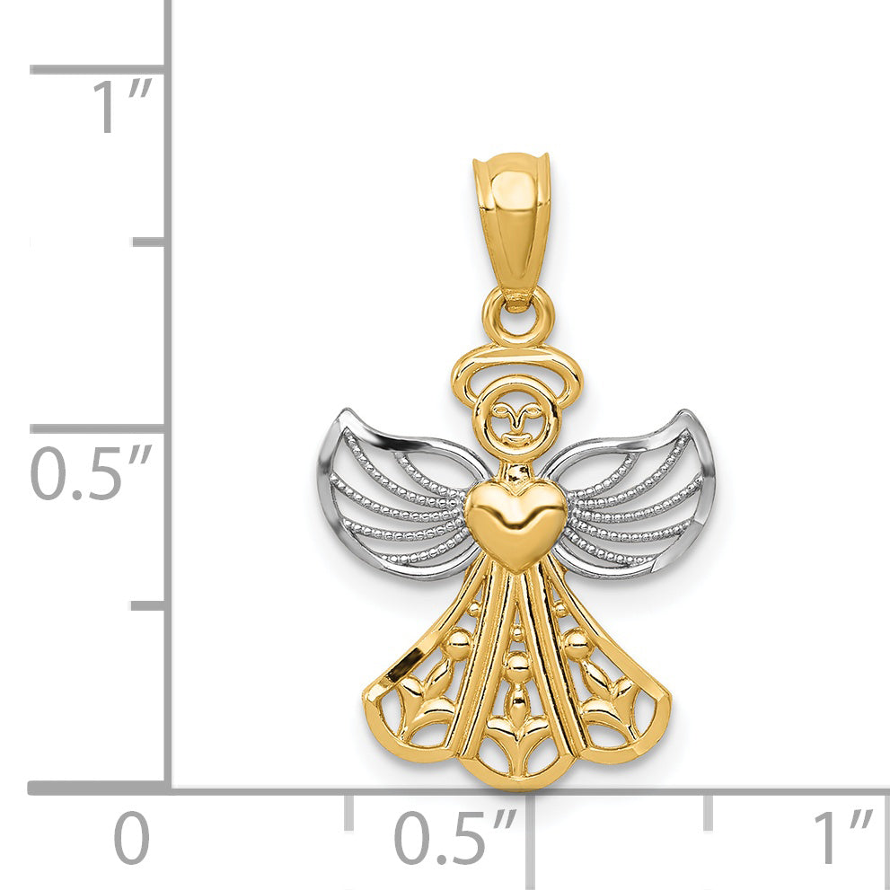 14k Yellow & Rhodium 14K w/Rhodium Filigree Angel Pendant