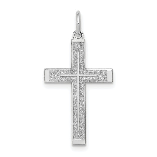 14k White Gold 14K White Gold Laser Designed Cross Pendant