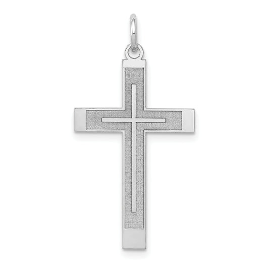 14k White Gold 14K White Gold Laser Designed Cross Pendant