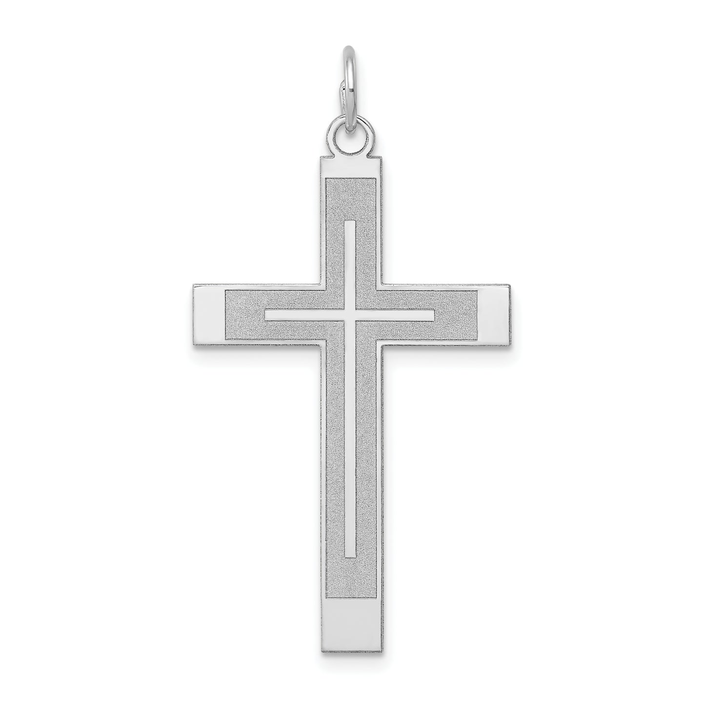 14k White Gold 14K White Gold Laser Designed Cross Pendant