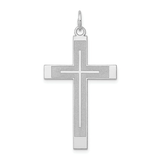 14k White Gold 14K White Gold Laser Designed Cross Pendant