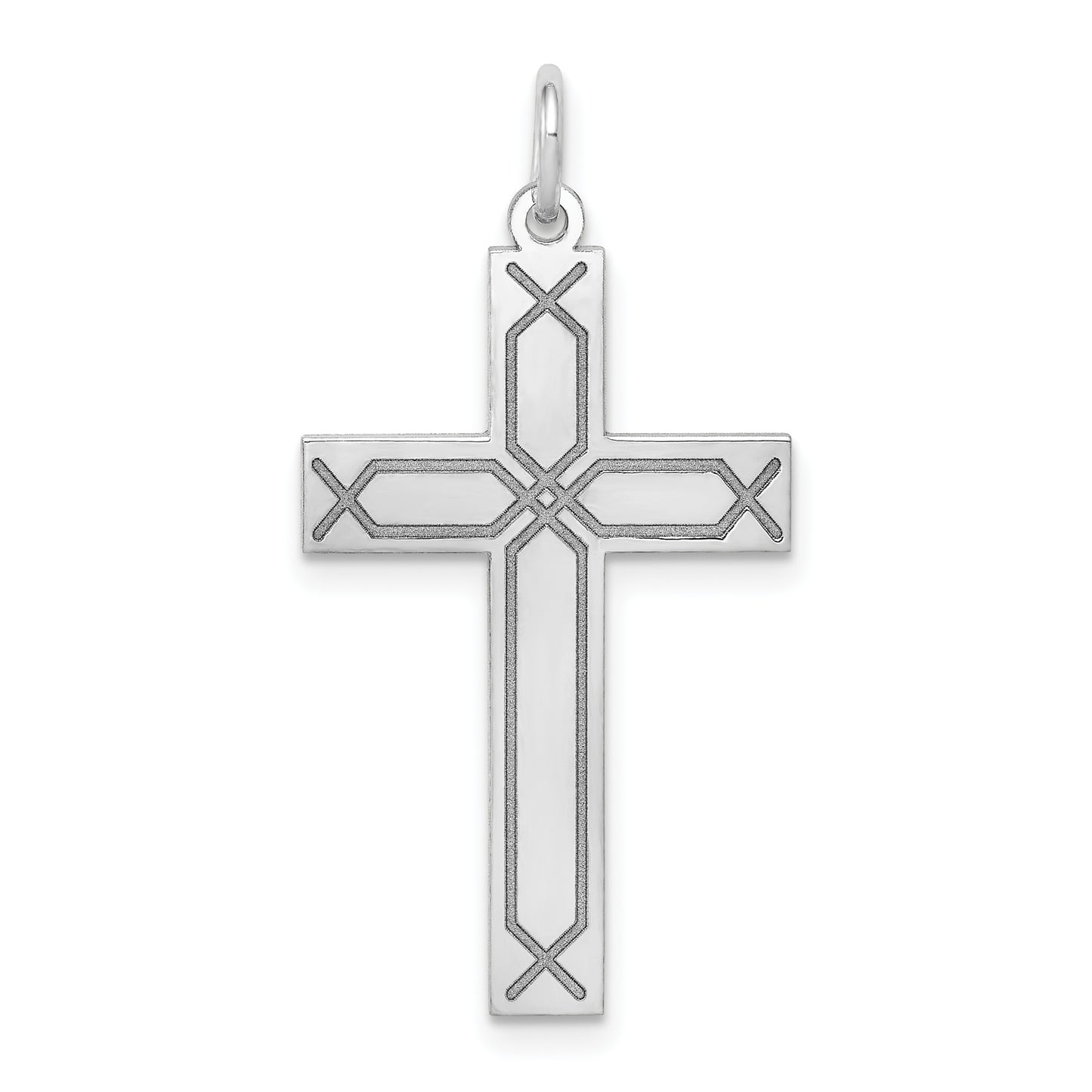 14k White Gold 14K White Gold Laser Designed Cross Pendant