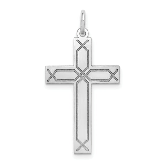 14k White Gold 14K White Gold Laser Designed Cross Pendant