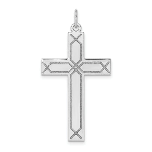 14k White Gold 14K White Gold Laser Designed Cross Pendant