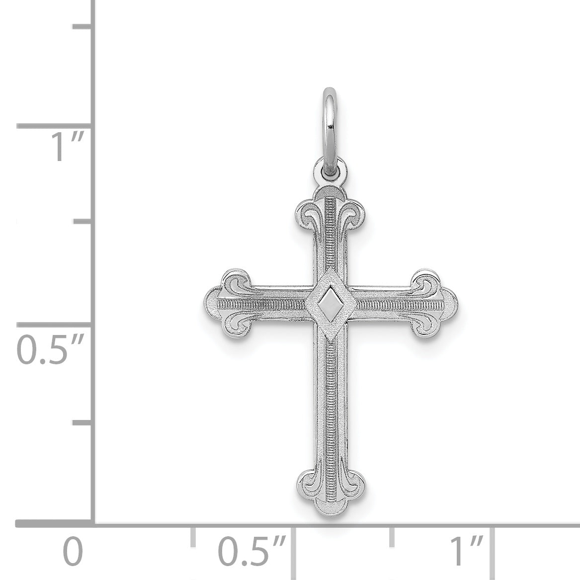 14k White Gold 14K White Gold Laser Designed Cross Pendant