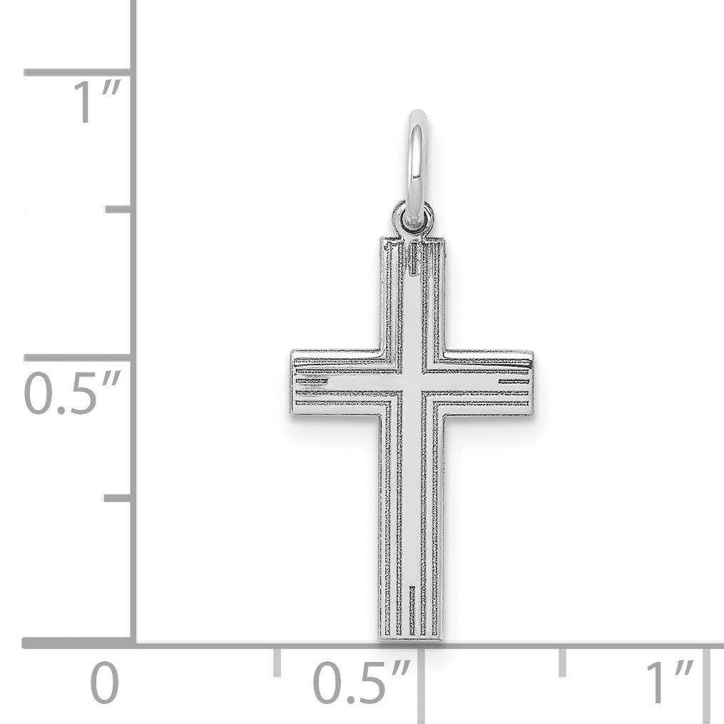 14k White Gold 14K White Gold Laser Designed Cross Pendant