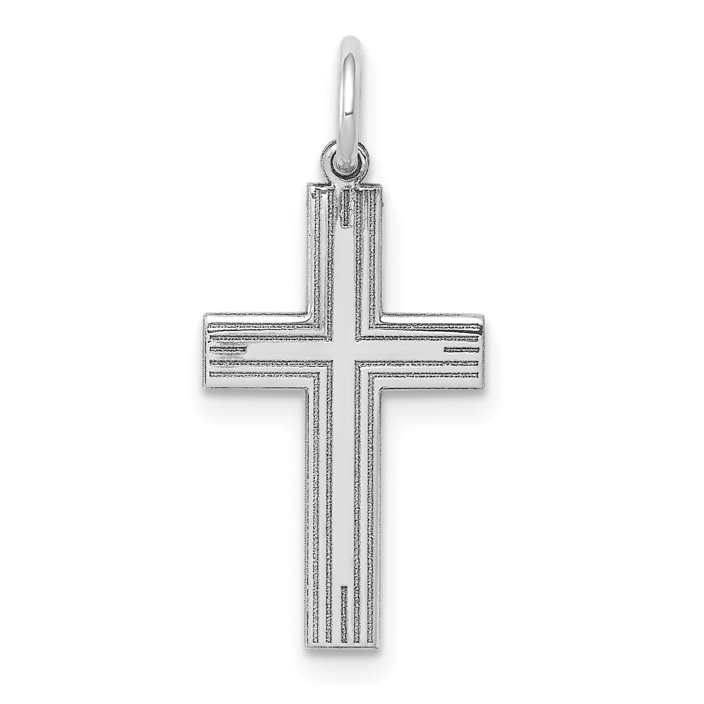 14k White Gold 14K White Gold Laser Designed Cross Pendant