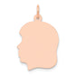 14k Rose Gold 14k Rose Plain Medium.018 Gauge Facing Left Engraveable Girl Head Charm