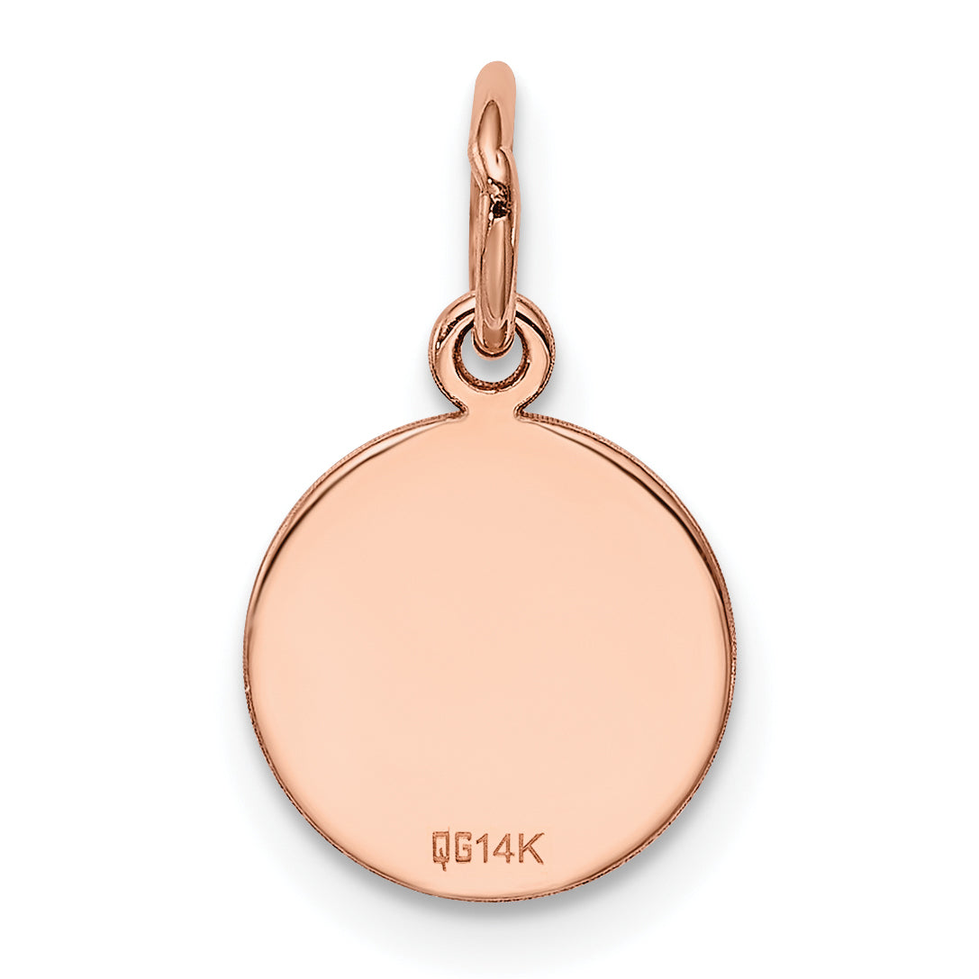 14k Rose Gold 14k Rose Gold Plain .027 Gauge Circular Engraveable Disc Charm