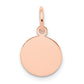 14k Rose Gold 14k Rose Gold Plain .027 Gauge Circular Engraveable Disc Charm