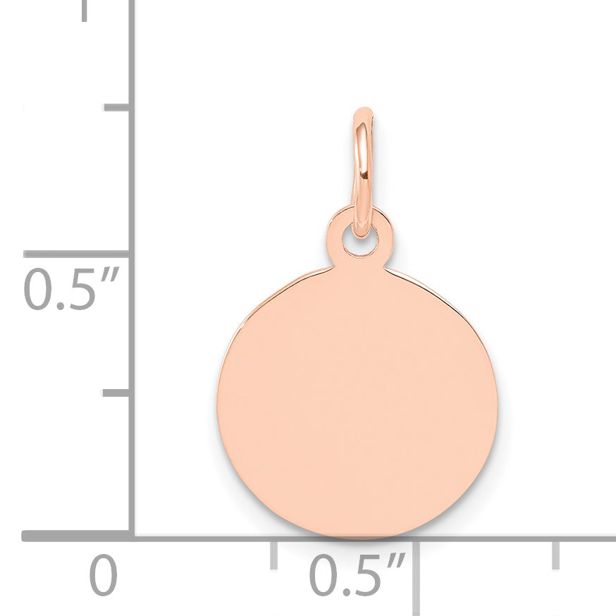 14k Rose Gold 14k Rose Gold Plain .027 Gauge Circular Engraveable Disc Charm