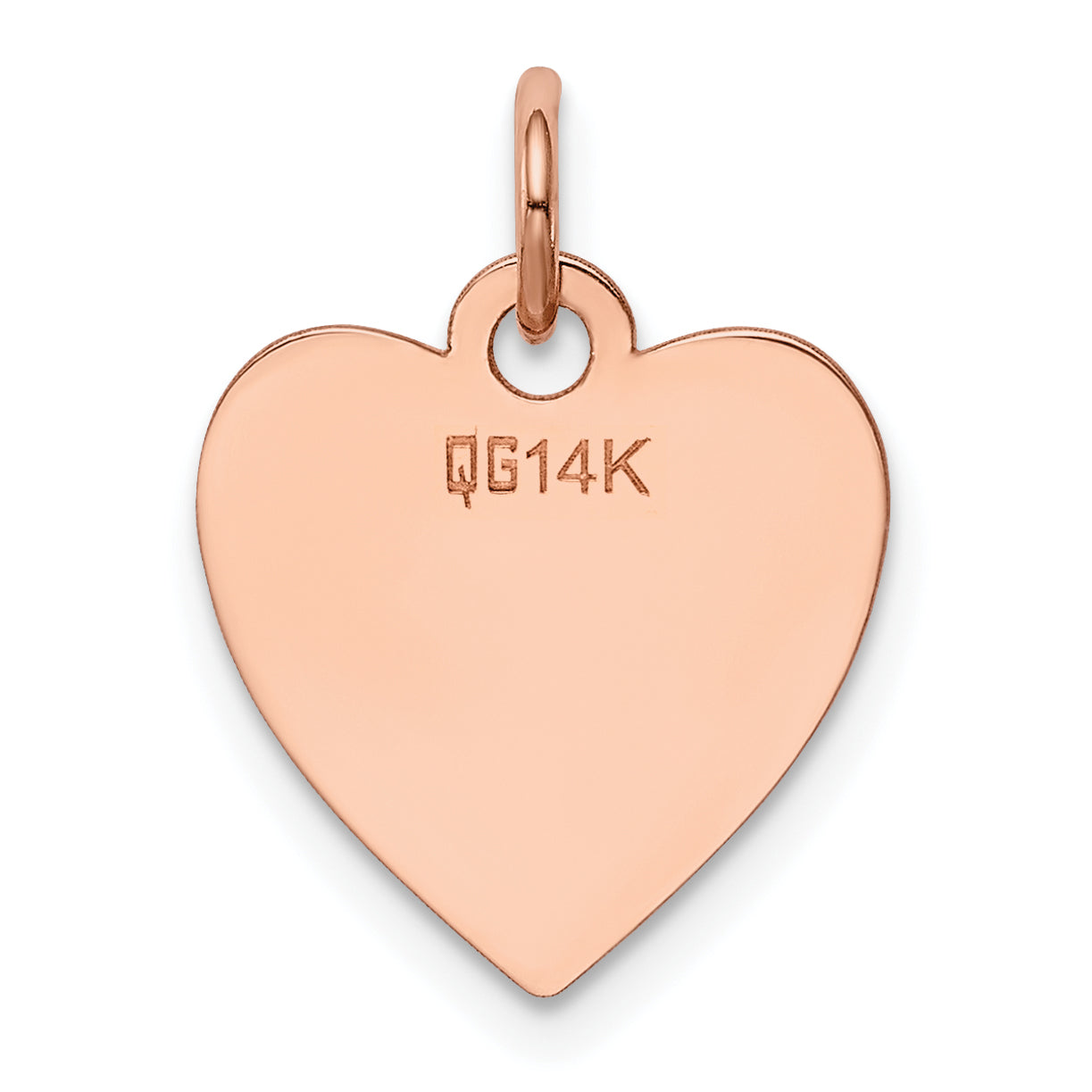 14k Rose Gold 14k Rose Gold Plain .018 Gauge Engraveable Heart Disc Charm