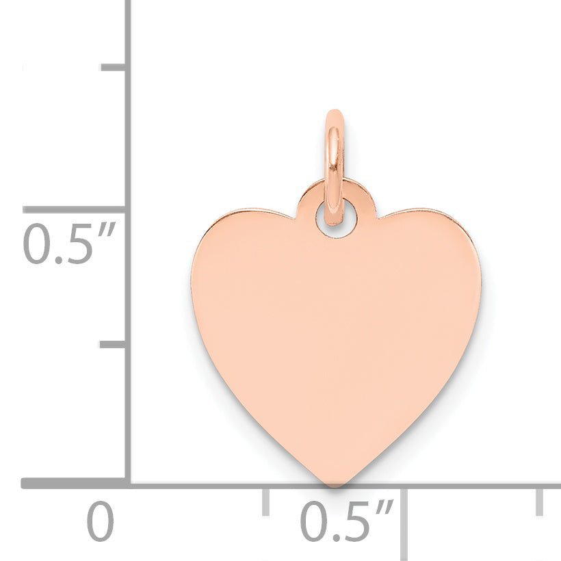 14k Rose Gold 14k Rose Gold Plain .018 Gauge Engraveable Heart Disc Charm