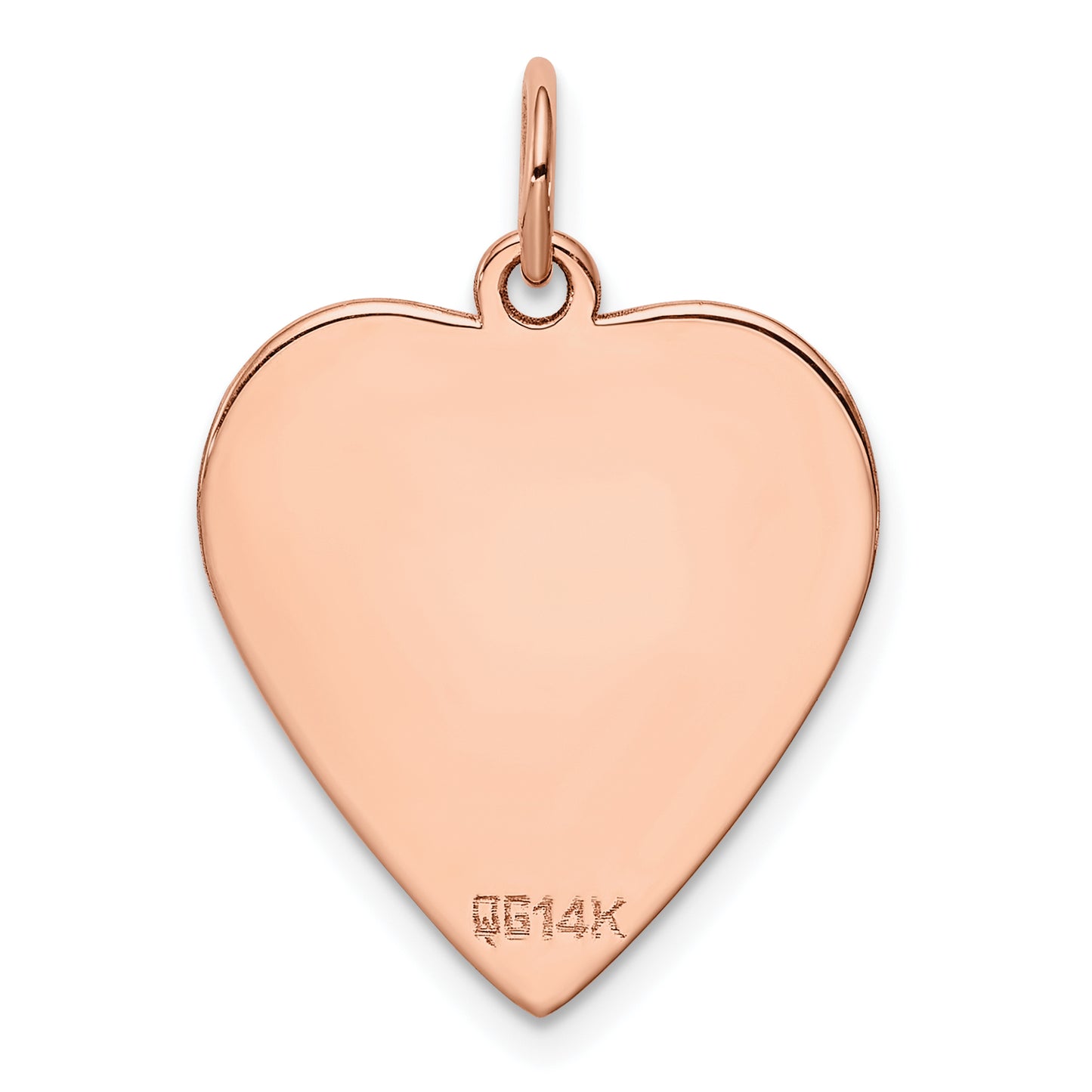 14k Rose Gold 14k Rose Gold Plain .013 Gauge Engraveable Heart Disc Charm