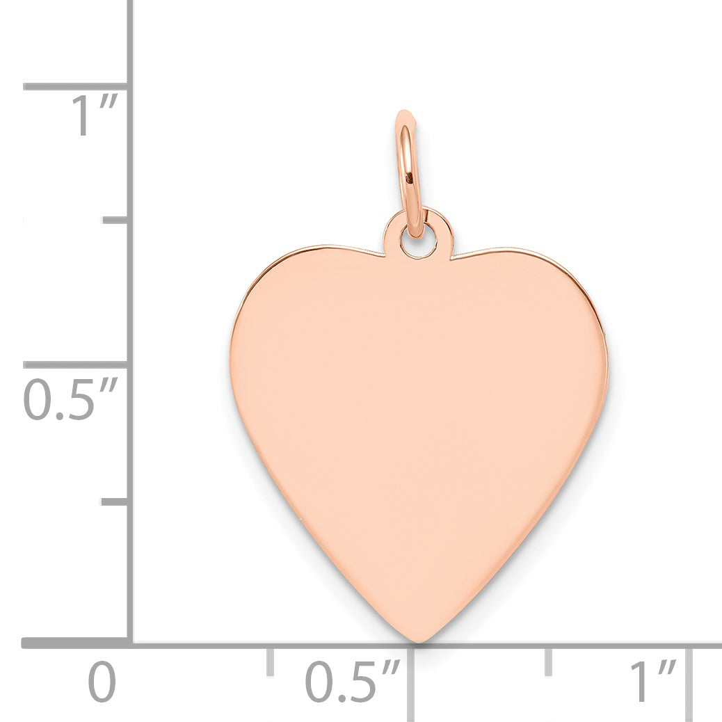 14k Rose Gold 14k Rose Gold Plain .013 Gauge Engraveable Heart Disc Charm