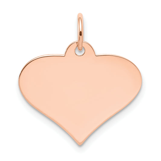 14k Rose Gold 14k Rose Gold Plain .013 Gauge Engraveable Heart Disc Charm