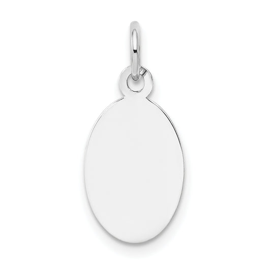 14k White Gold 14k White Gold Plain .027 Gauge Oval Engravable Disc Charm