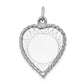 14k White Gold 14k White Gold Etched Design .013 Gauge Engravable Heart Charm