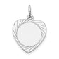 14k White Gold 14k White Gold Etched Design .013 Gauge Engravable Heart Charm