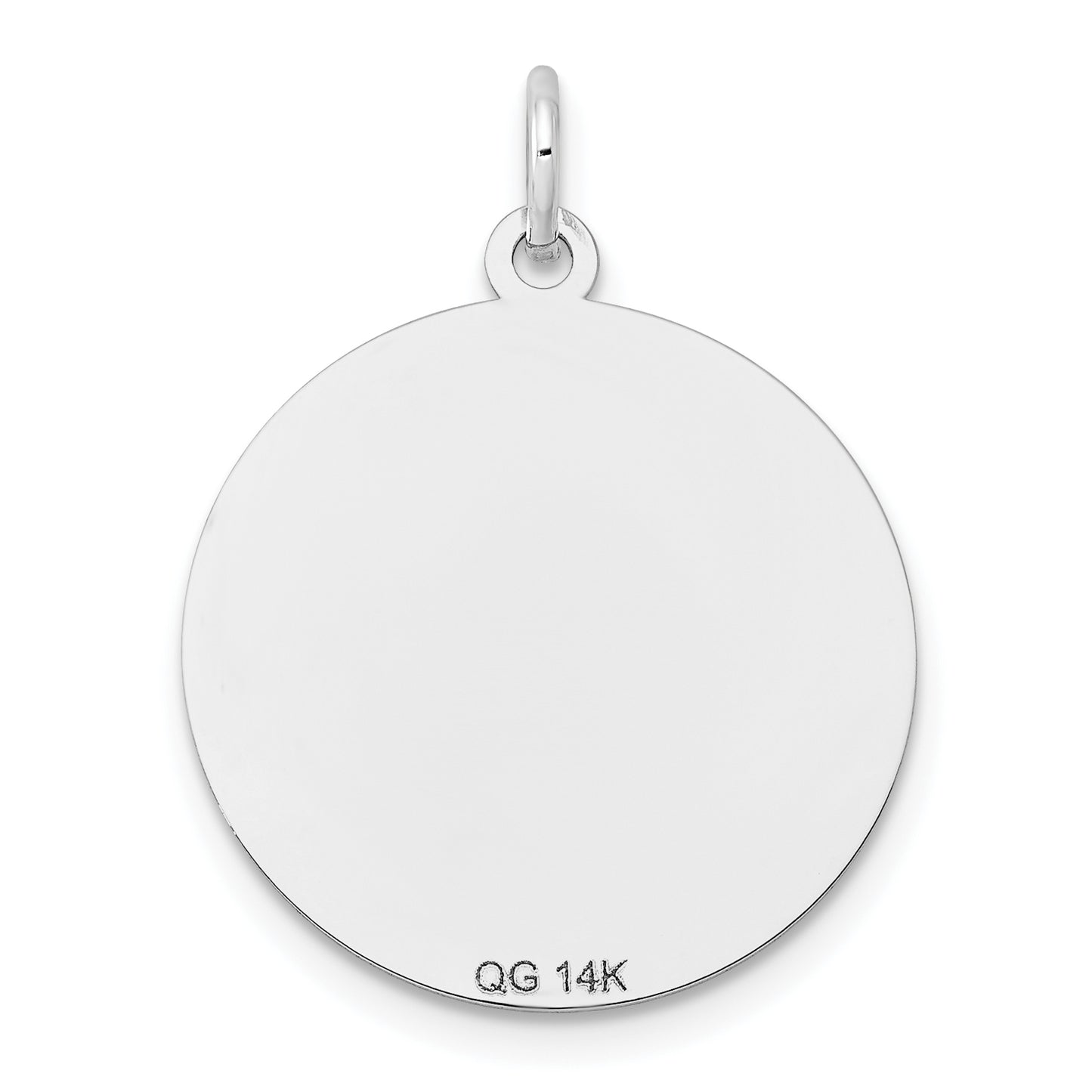 14k White Gold 14k White Gold Etched Design .018 Gauge Round Engravable Charm