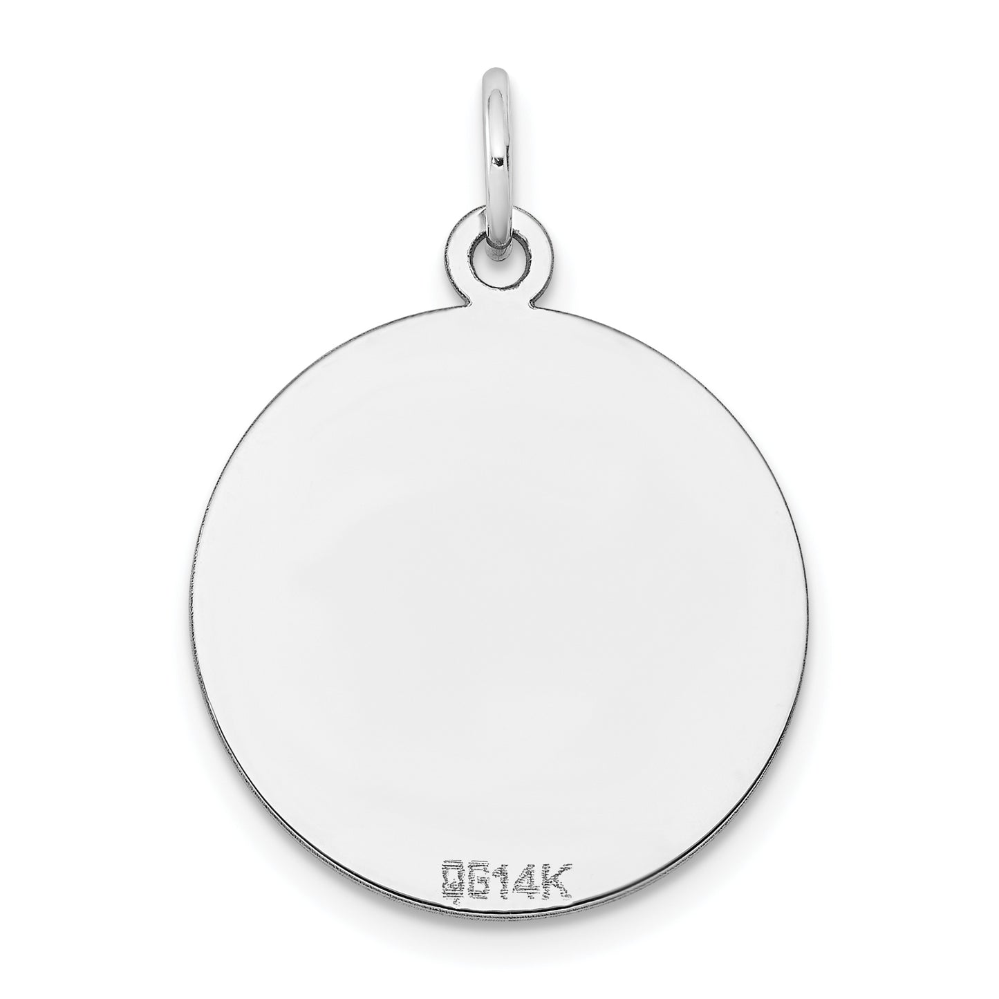 14k White Gold 14k White Gold Plain .018 Gauge Round Engravable Disc Charm