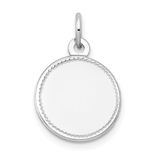 14k White Gold 14k White Gold Plain .018 Gauge Round Engravable Disc Charm