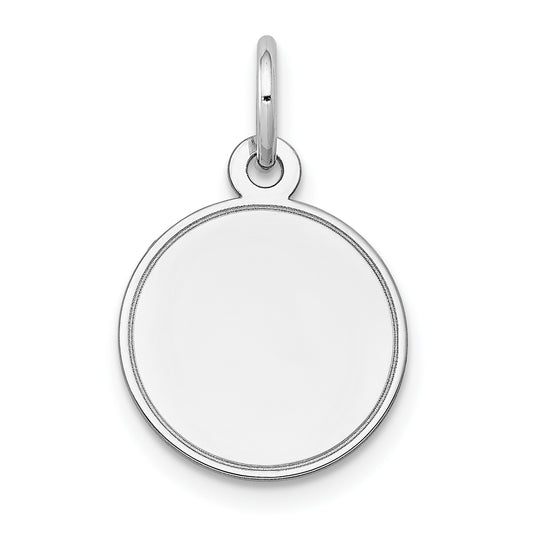 14k White Gold 14k White Gold Plain .018 Gauge Round Engravable Disc Charm