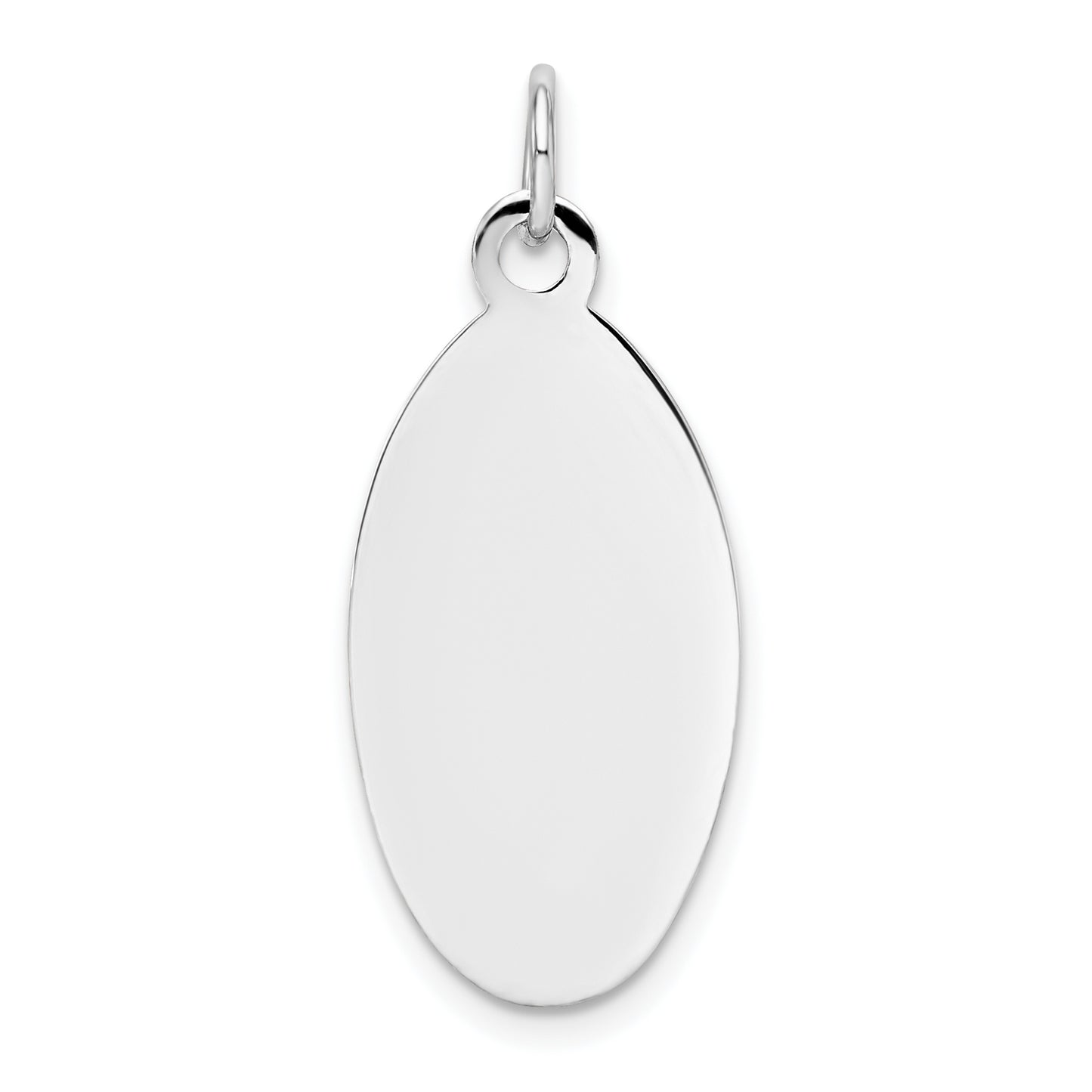 14k White Gold 14k White Gold Plain .018 Gauge Elliptical Engravable Disc Charm