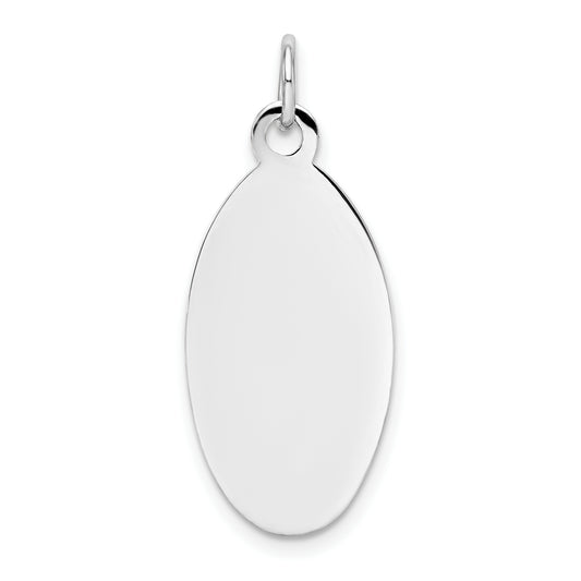 14k White Gold 14k White Gold Plain .018 Gauge Elliptical Engravable Disc Charm