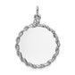 14k White Gold 14k White Gold .013 Gauge Round Engravable Disc with Rope Charm