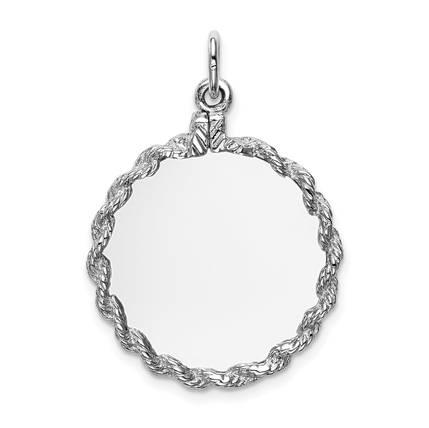 14k White Gold 14k White Gold .013 Gauge Round Engravable Disc with Rope Charm