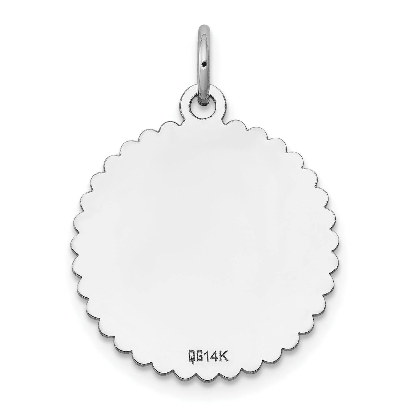 14k White Gold 14k White Gold .011 Gauge Engraveable Scalloped Disc Charm