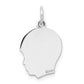 14k White Gold 14k White Plain Medium.018 Depth Facing Right Engravable Boy Charm