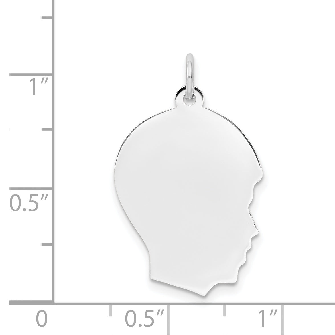 14k White Gold 14k White Plain Medium.011 Depth Facing Right Engravable Boy Charm