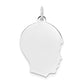 14k White Gold 14k White Plain Medium.009 Depth Facing Right Engravable Boy Charm