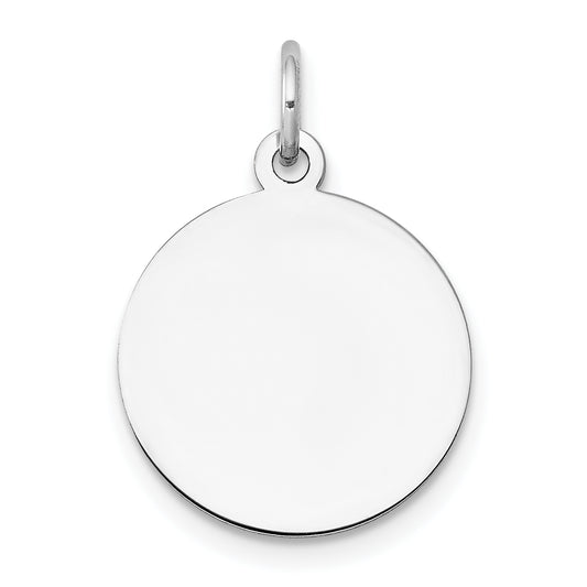 14k White Gold 14k White Gold Plain .018 Gauge Circular Engravable Disc Charm