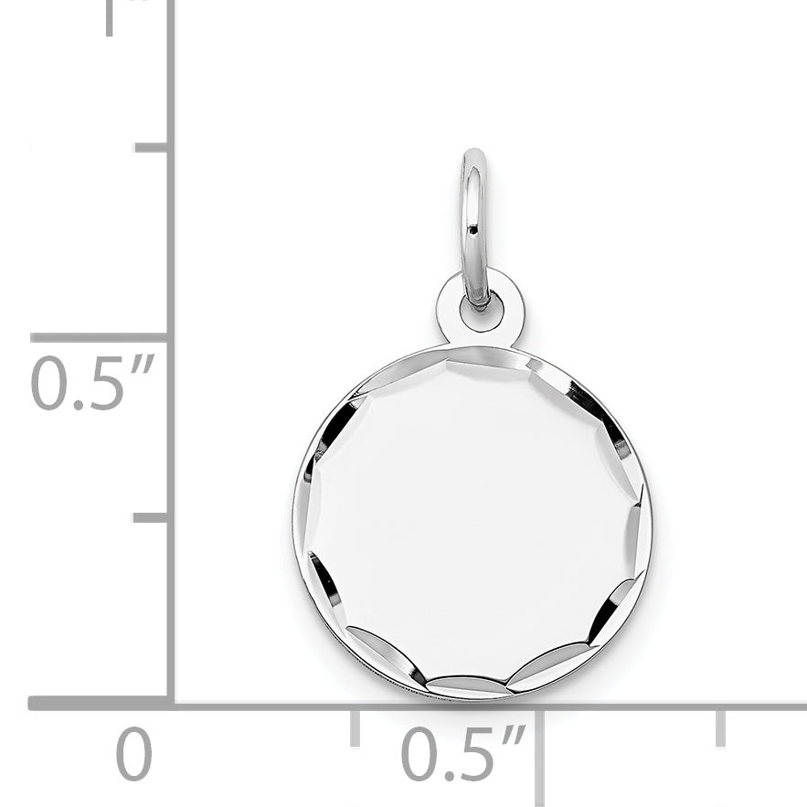 14k White Gold 14k White Gold Etched .027 Gauge Engraveable Round Disc Charm