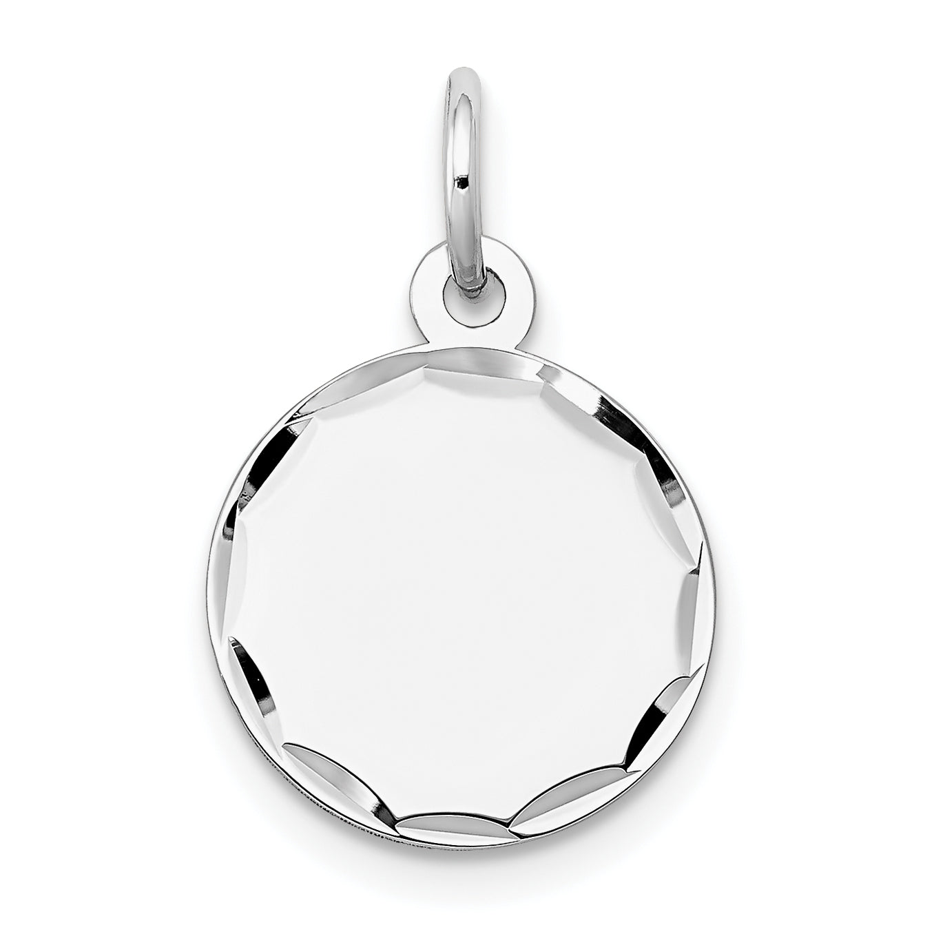 14k White Gold 14k White Gold Etched .027 Gauge Engraveable Round Disc Charm