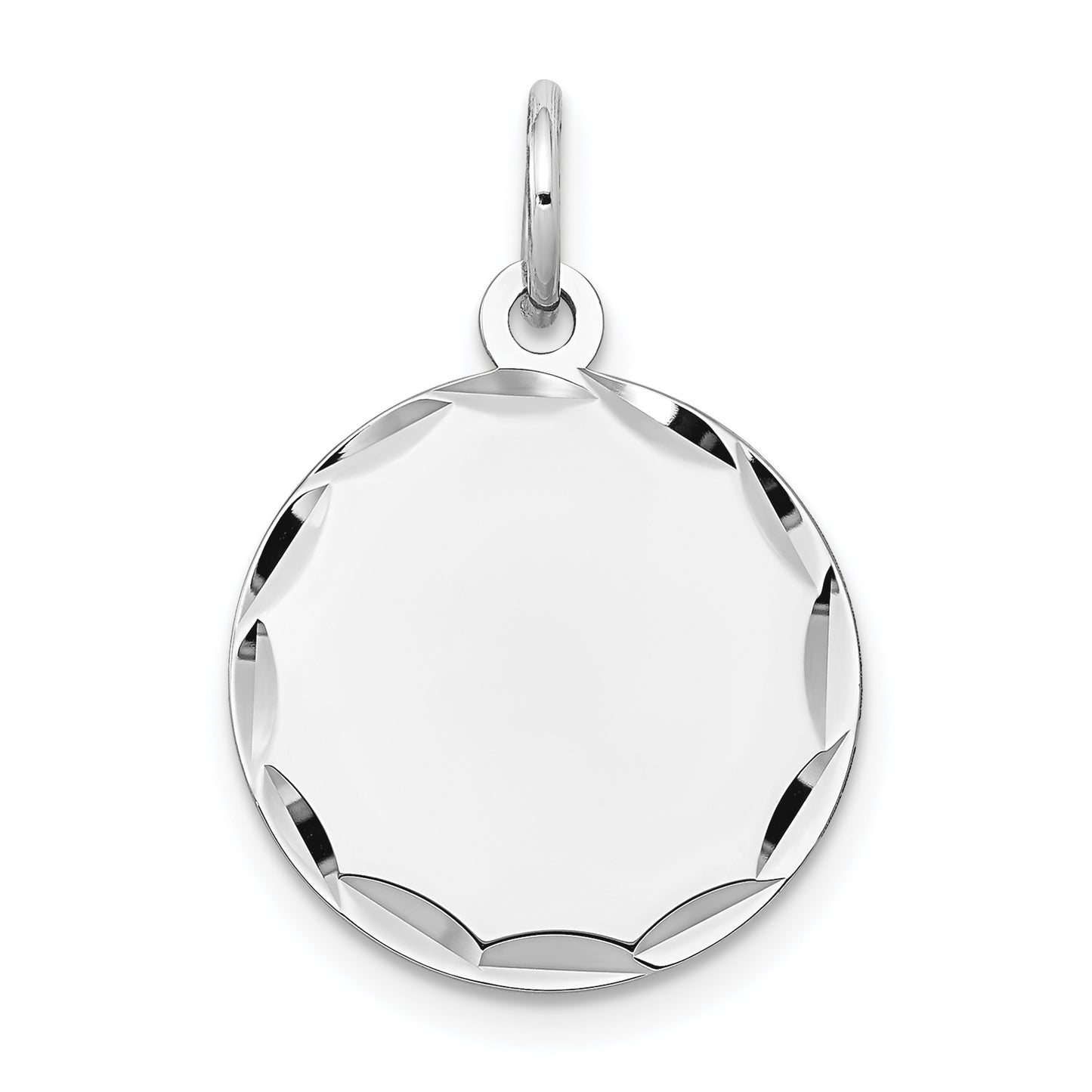 14k White Gold 14k White Gold Etched .018 Gauge Engraveable Round Disc Charm