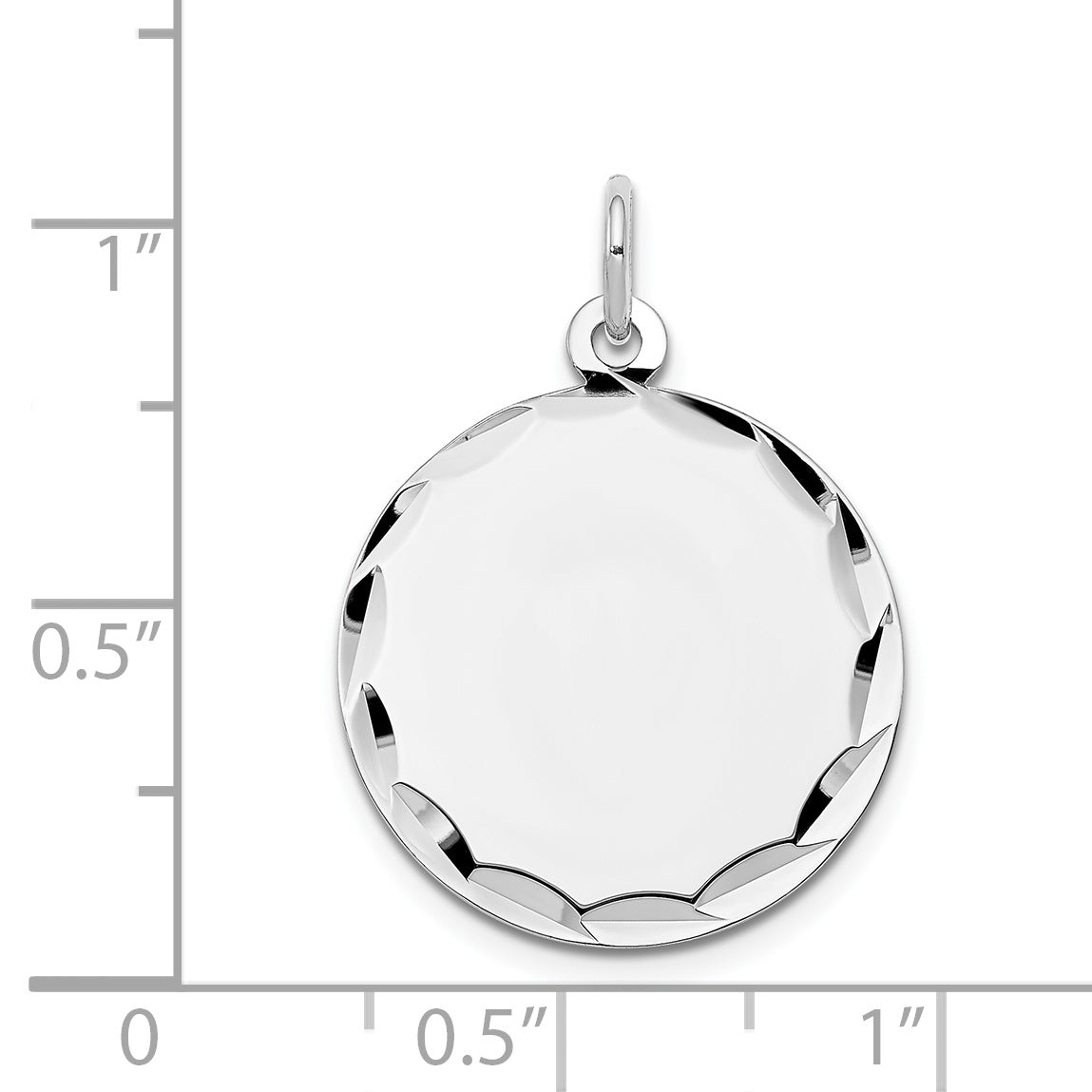 14k White Gold 14k White Gold Etched .018 Gauge Engraveable Round Disc Charm