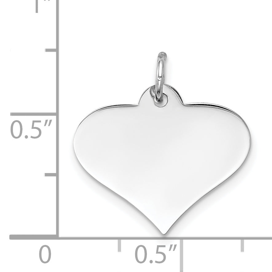 14k White Gold 14k White Gold Plain .018 Gauge Engraveable Heart Disc Charm