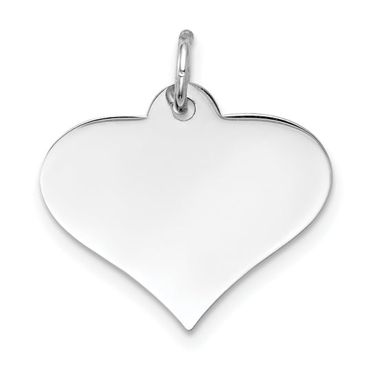 14k White Gold 14k White Gold Plain .013 Gauge Engraveable Heart Disc Charm