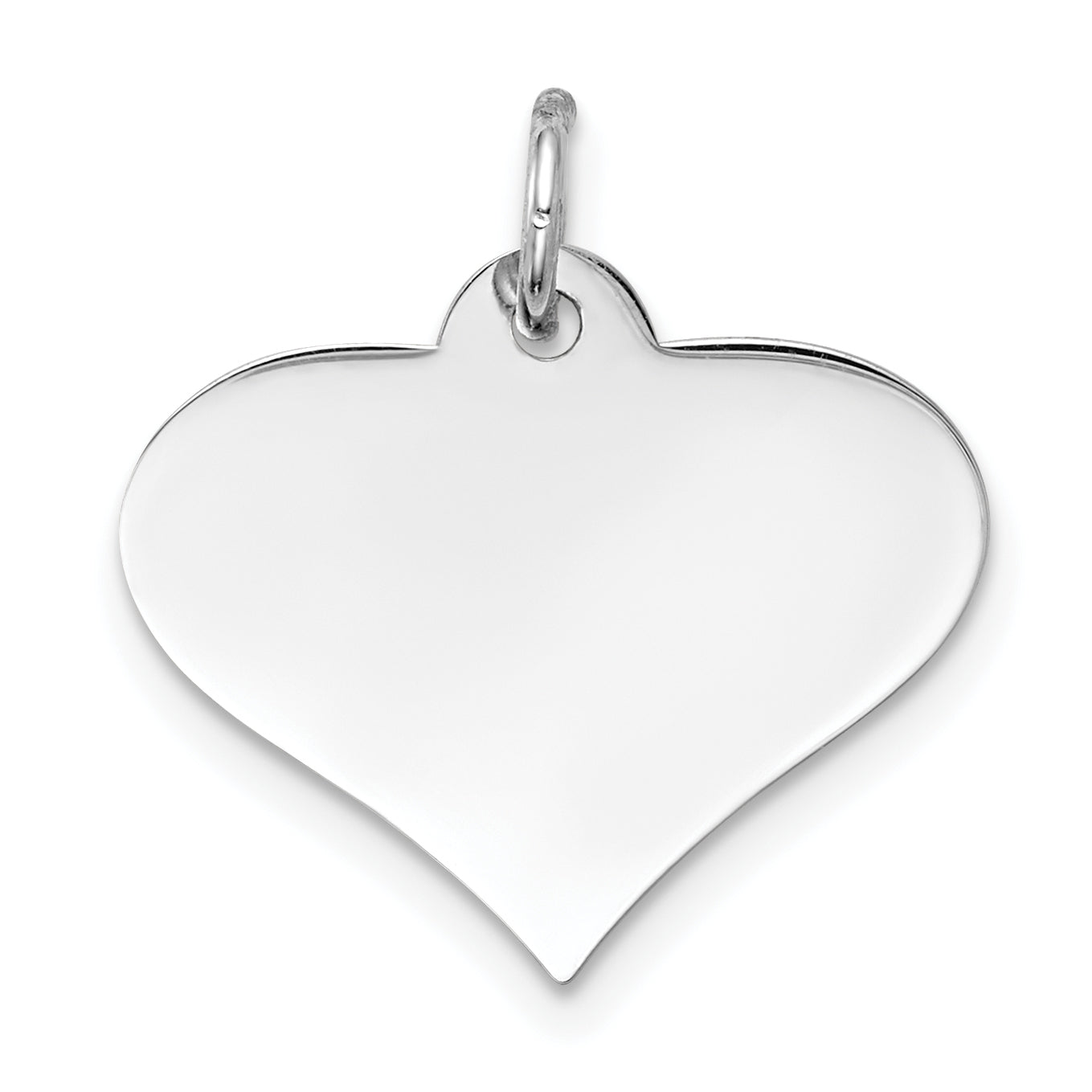 14k White Gold 14k White Gold Plain .018 Gauge Engraveable Heart Disc Charm