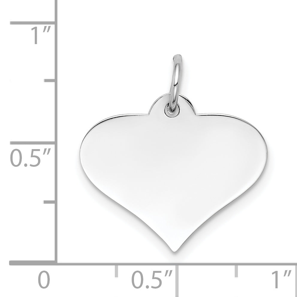 14k White Gold 14k White Gold Plain .013 Gauge Engraveable Heart Disc Charm