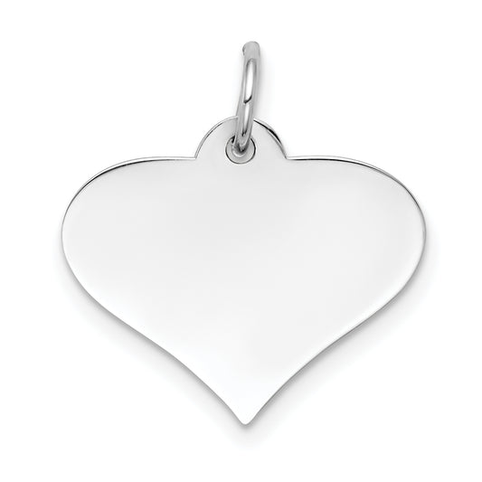 14k White Gold 14k White Gold Plain .011 Gauge Engraveable Heart Disc Charm