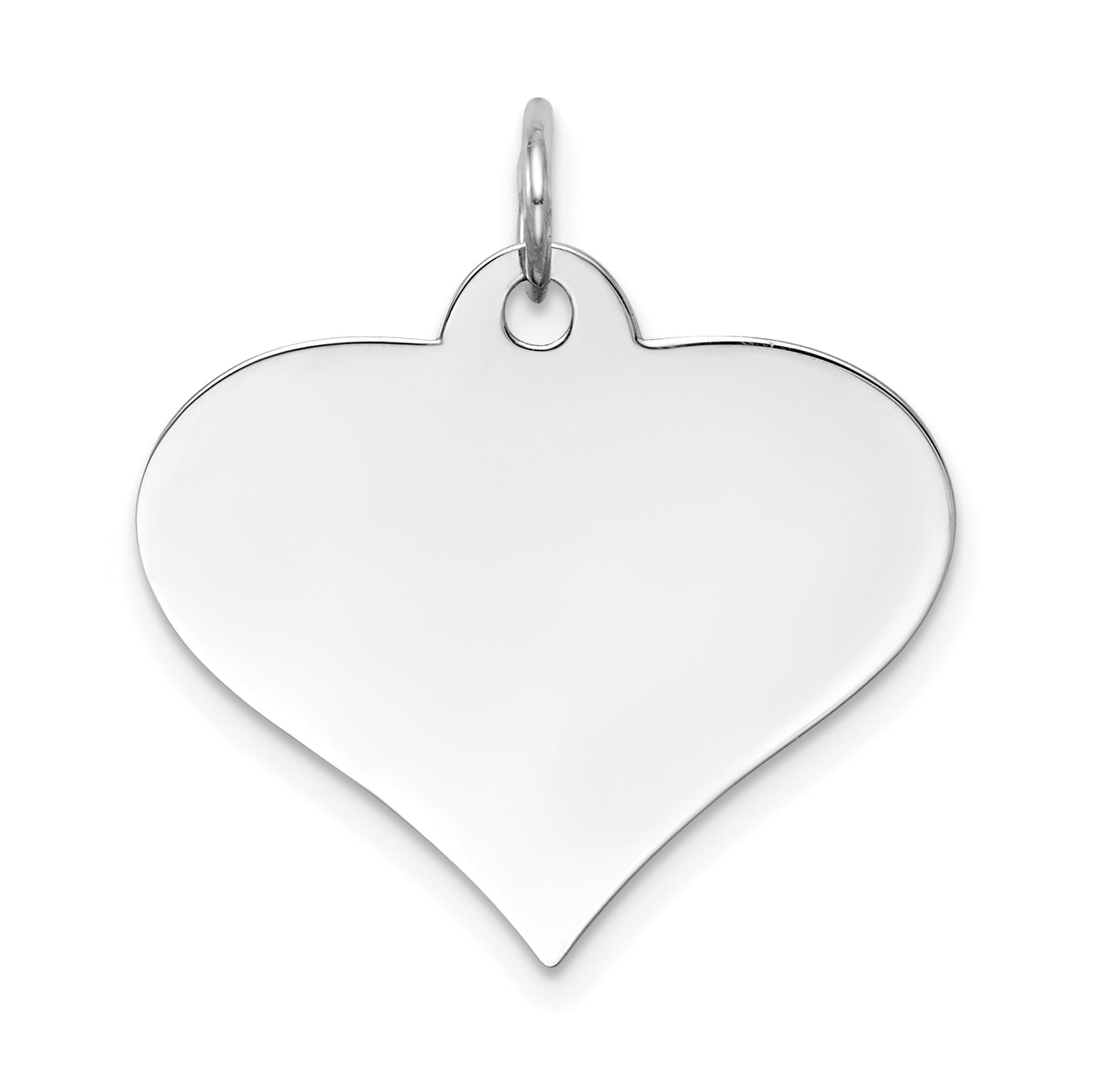 14k White Gold 14k White Gold Plain .018 Gauge Engraveable Heart Disc Charm