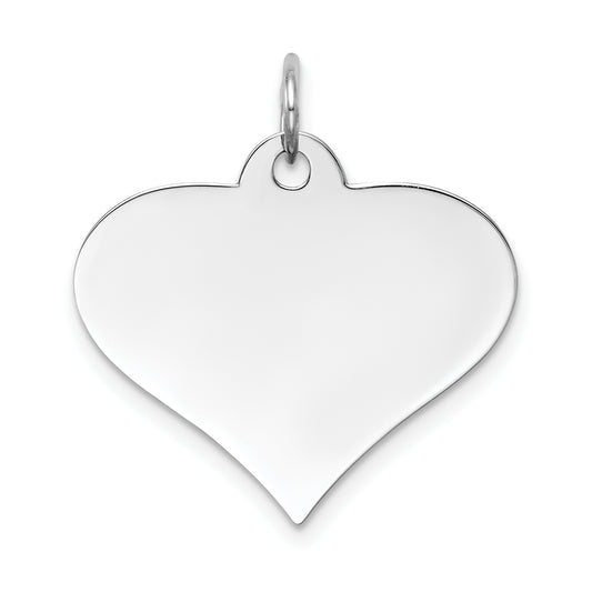 14k White Gold 14k White Gold Plain .027 Gauge Engraveable Heart Disc Charm