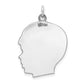 14k White Gold 14k White Plain Large.011 Depth Facing Right Engravable Boy Charm